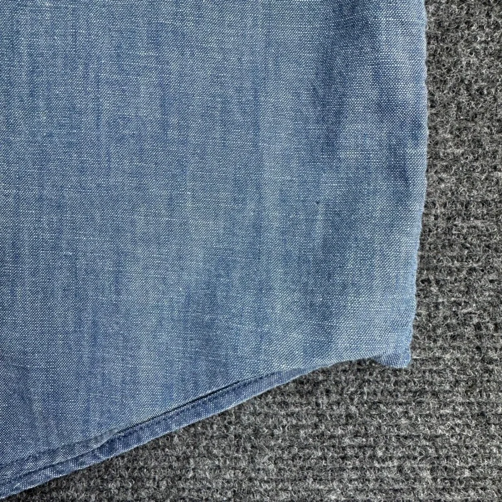 Banana Republic Mens‎ XL Blue Chambray Short Sleeve Button Down Untucked Shirt